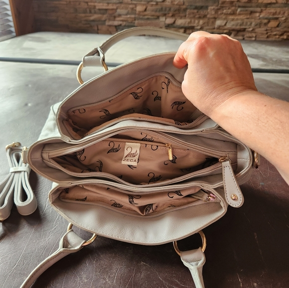 Light Gray Shoulder Bag with 3 Compartment - Picture 3 of 6